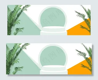 爆款高跟鞋电商促销几何简约绿色banne