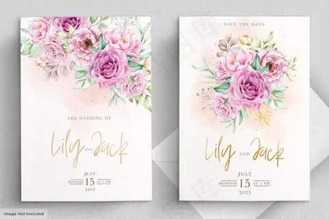 手绘花卉婚礼请柬套装