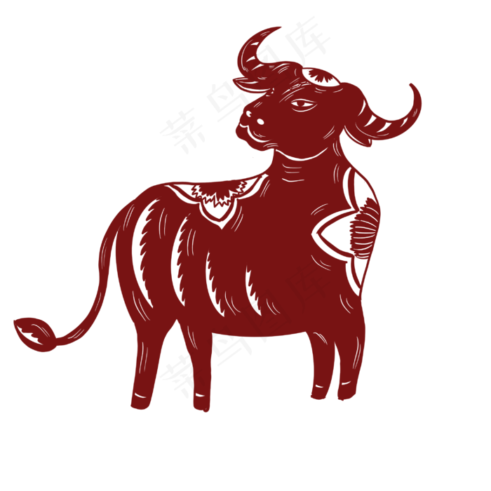 2021牛年剪纸(3000X3000(DPI:300))psd模版下载
