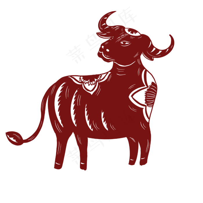 2021牛年剪纸(3000X3000(DPI:300))psd模版下载