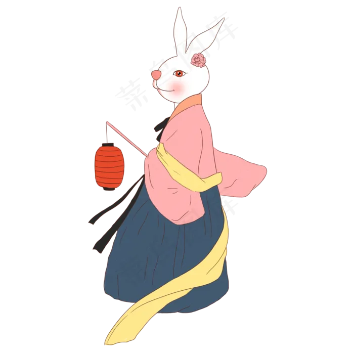中秋节玉兔手提灯笼(2000X2000(DPI:300))psd模版下载