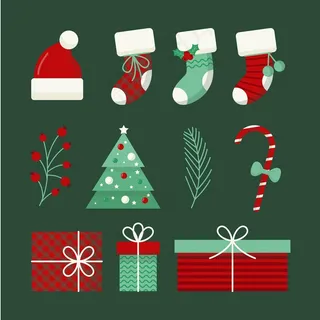 平面设计中的Cristmas元素集合