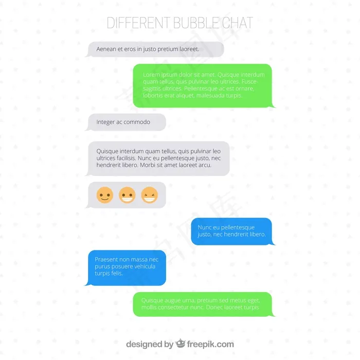 messenger应用程序app的一组不同气泡聊天eps,ai矢量模版下载