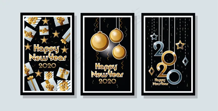 2020新年快乐庆祝卡eps,ai矢量模版下载