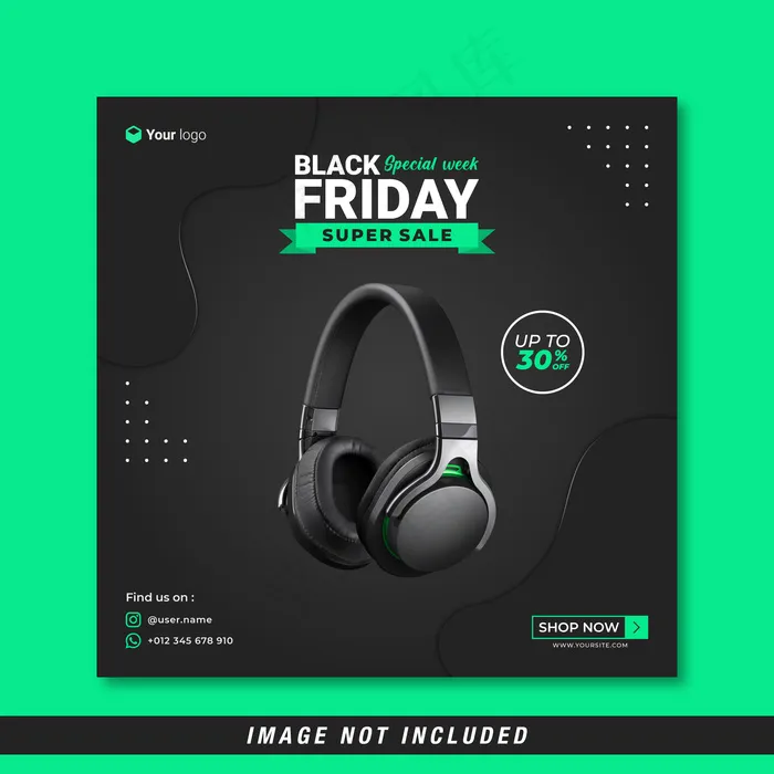 黑色星期五特别周社交媒体横幅banner模板eps,ai矢量模版下载