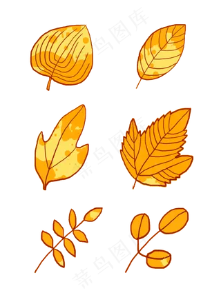 手绘植物黄色叶子可商用元素