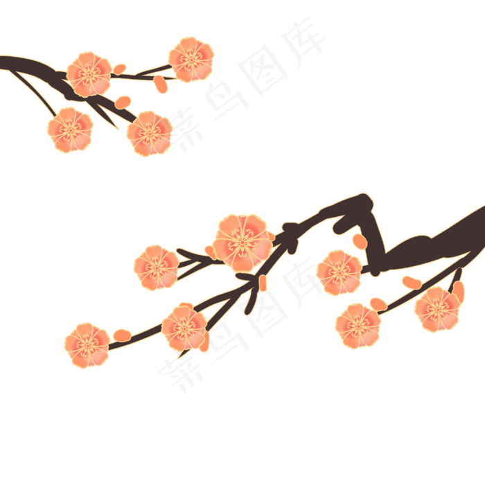 国潮梅花冬梅花枝(3000X3000(DPI:300))psd模版下载