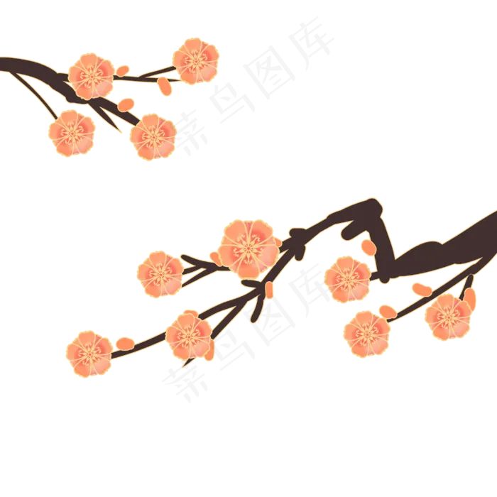 国潮梅花冬梅花枝(3000X3000(DPI:300))psd模版下载