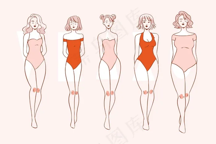手绘女性体型eps,ai矢量模版下载