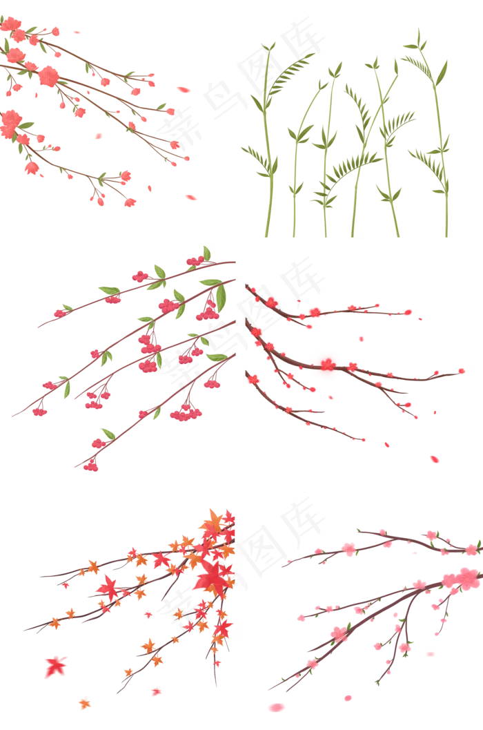 古风唯美海棠花梅花竹子桃花果实(2000X3020(DPI:300))psd模版下载