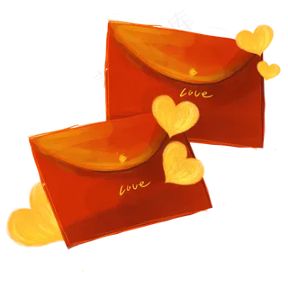 红色信封和黄色心