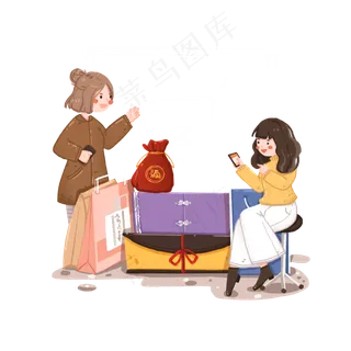 电商购物节网络购物的年轻女孩们