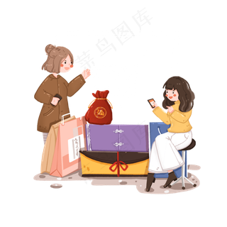 电商购物节网络购物的年轻女孩们 电商购物节网络购物的年轻女孩们