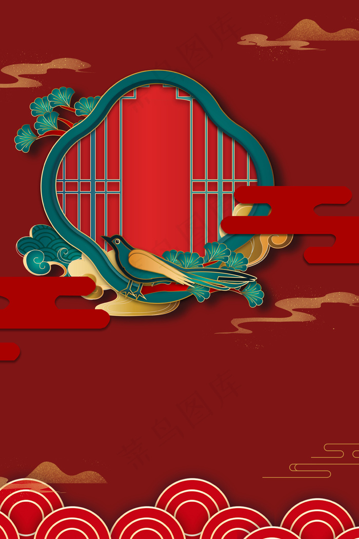 2021新年牛年红色海报背景