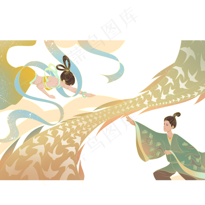 敦煌壁画风格中国神话牛郎织女七
