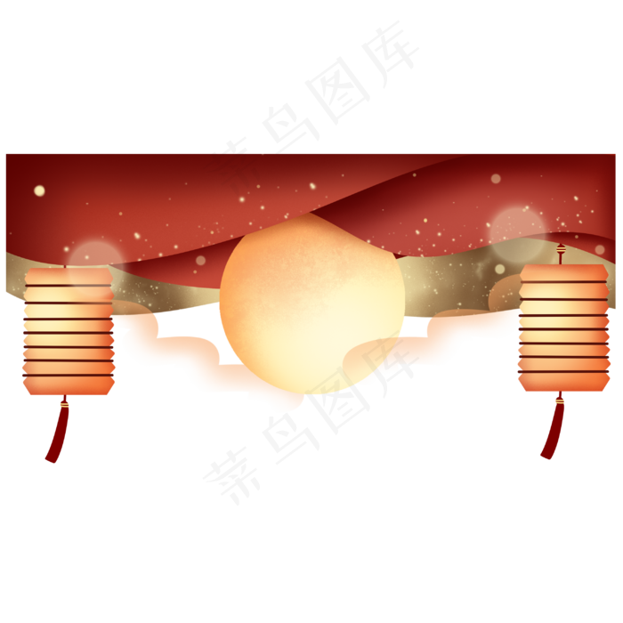 月亮剪纸风装饰(3000X3000(DPI:300))psd模版下载