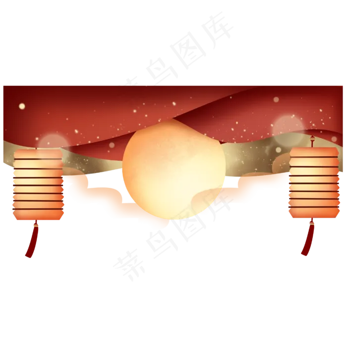 月亮剪纸风装饰(3000X3000(DPI:300))psd模版下载