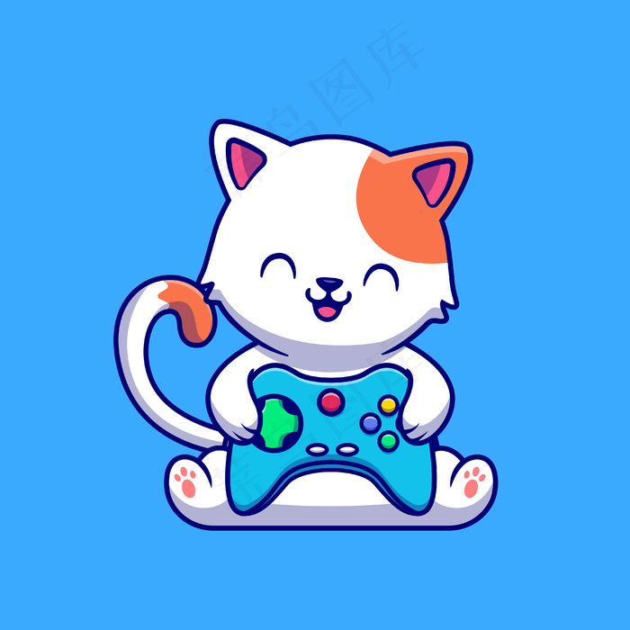 可爱的猫游戏与游戏机卡通