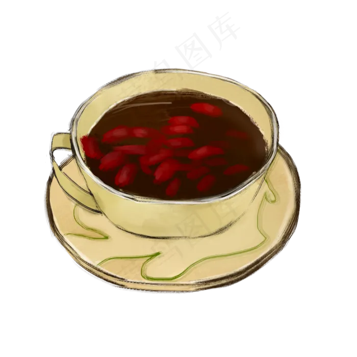 秋季养生手绘卡通枸杞花茶(2000X2000(DPI:300))psd模版下载