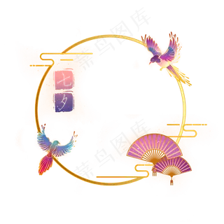 国潮风七夕喜鹊边框