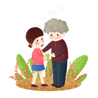 手绘重阳节关爱老人