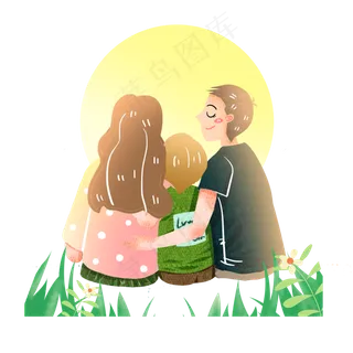 中秋节全家团圆赏月素材