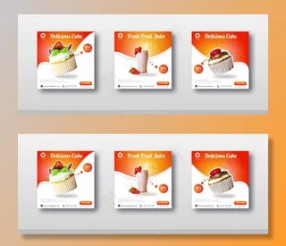 食品销售模板和社交媒体横幅banner模板