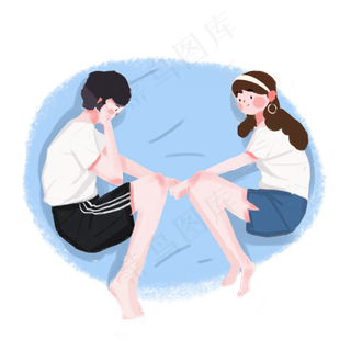 七夕男女躺着休息素材