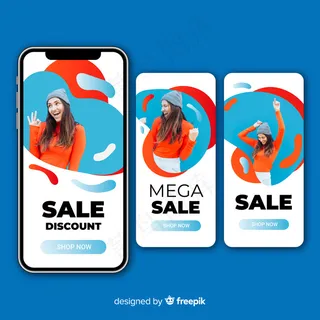 彩色抽象销售模板故事与照片