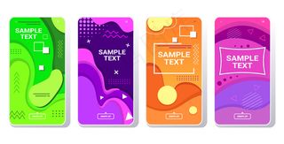 设置网页模板动态彩色渐变抽象横幅banner流动液体形状流体彩色智能手机屏幕收集在线手机app移动应用孟菲斯风格水平