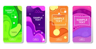 设置网页模板动态彩色渐变抽象横幅banner流动液体形状流体彩色智能手机屏幕收集在线手机app移动应用孟菲斯风格水平