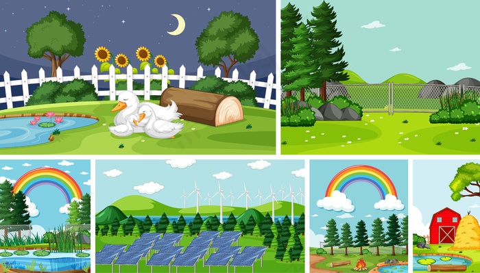 六个不同地点的自然场景