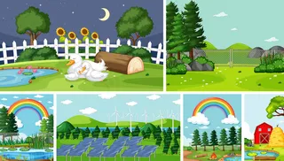 六个不同地点的自然场景