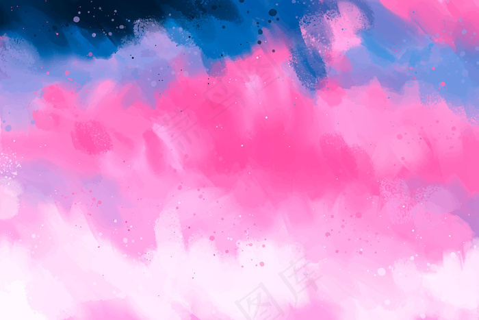 手绘渐变粉色和蓝色背景