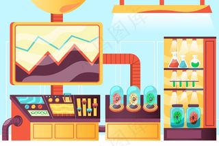 带有科学元素的卡通实验室