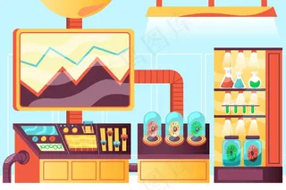 带有科学元素的卡通实验室