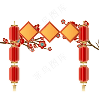 梅花灯笼剪纸装饰