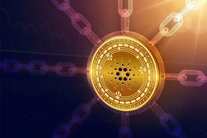 物理卡达诺硬币与线框链。区块链概念。eps,ai矢量模版下载