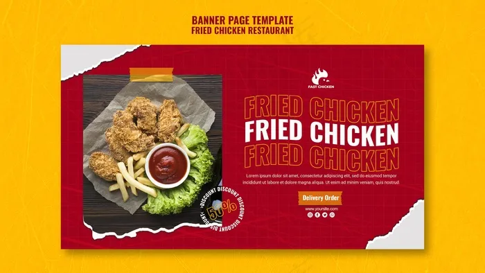 美味炸鸡条幅模板psd模版下载