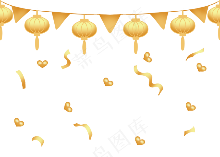 元旦金色吊饰彩带(2800X2000(DPI:300))psd模版下载