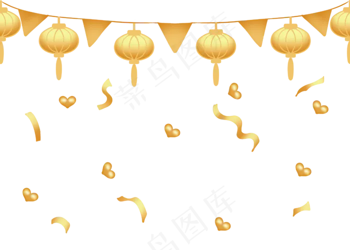 元旦金色吊饰彩带(2800X2000(DPI:300))psd模版下载