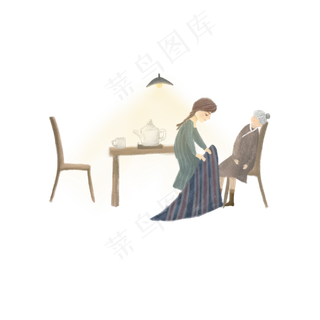 彩绘帮妈妈盖被子的女人人物设计