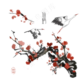古风动物梅花鹤素材