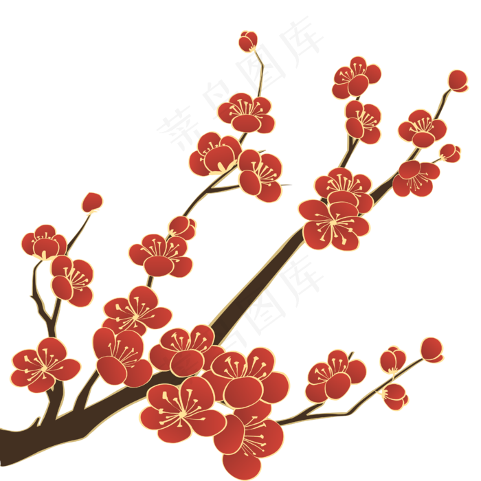 国潮红色梅花(4167*4167px 300 dpi )ai矢量模版下载