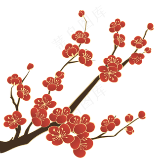 国潮红色梅花