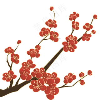 国潮红色梅花