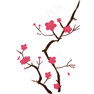 手绘免扣寒梅装饰元素