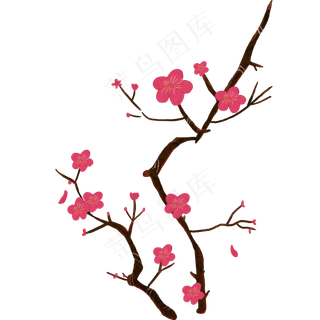 手绘免扣寒梅装饰元素
