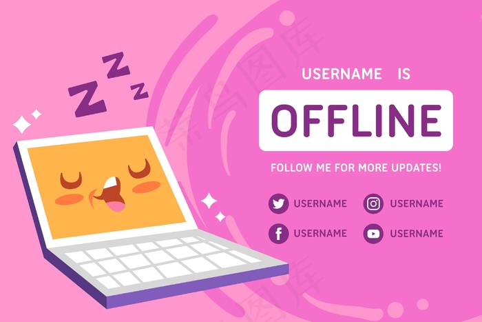 可爱的离线twitch横幅bannereps,ai矢量模版下载