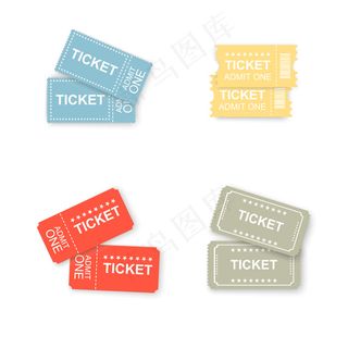 票证图标已隔离。电影院、飞机、剧院、电影院的票